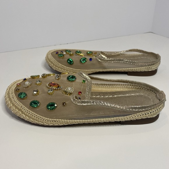 Women's Embellished Slip-On Khussa Jutti Flats Gold Mesh Beaded Shoes 230 (US 6) - Picture 2 of 6